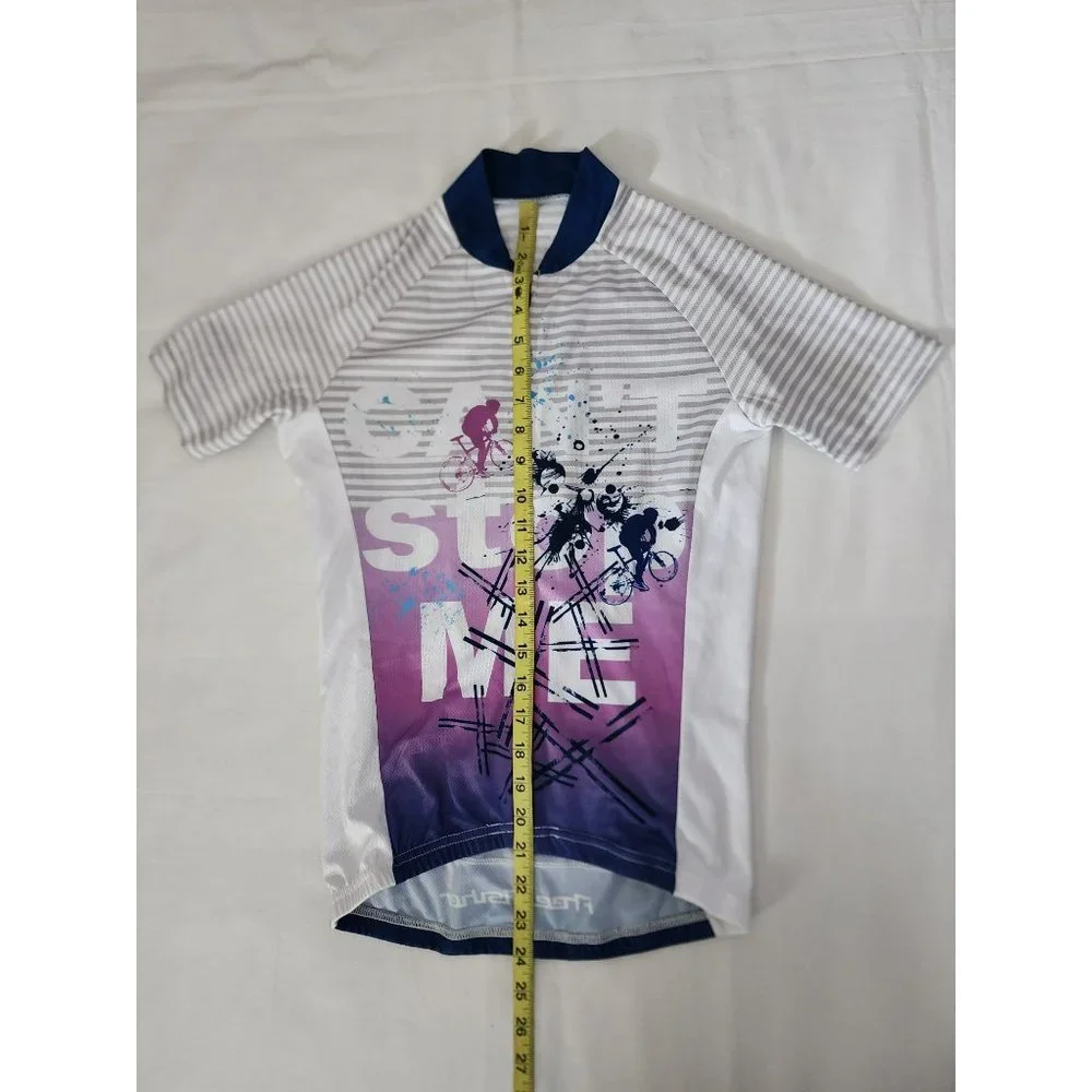 Free Fisher Big Kids Striped Powder CAN'T STOP ME Bike Cycling Jersey Size 3XL - Picture 9 of 9